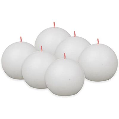 BOLSIUS Rustik Set van 6 decoratieve witte bolvormige kaarsen, 25 uur brandduur, geurvrij, natuurlijke plantaardige was, zonder palmolie, Ø 7,6 cm BOLSIUS Rustik Set van 6 decoratieve witte bolvormige kaarsen, 25 uur brandduur, geurvrij, natuurlijke plantaardige was, zonder palmolie, Ø 7,6 cm