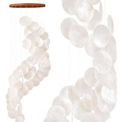 ART Capiz schelpslinger, spiraal, wit, hangende decoratie voor ramen, woonkamer, tuindecoratie, 90 cm lang, 90 cm ART Capiz schelpslinger, spiraal, wit, hangende decoratie voor ramen, woonkamer, tuindecoratie, 90 cm lang, 90 cm