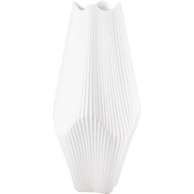 GILDE Lamellenvaas, wit, mat, keramiek, hoogte 30 cm, breedte 15 cm, decoratieve vaas GILDE Lamellenvaas, wit, mat, keramiek, hoogte 30 cm, breedte 15 cm, decoratieve vaas
