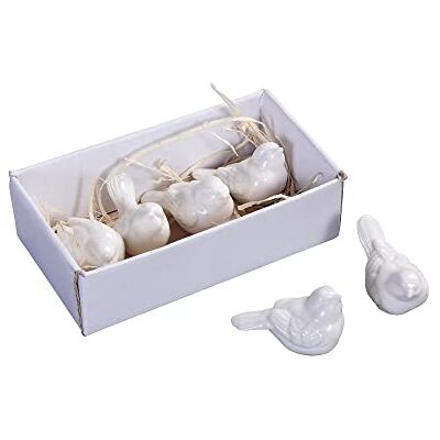 Creative Set van 6 witte keramische vogels. Creative Set van 6 witte keramische vogels.