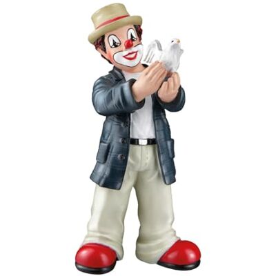 GILDE clown decoratief figuur clown met witte duif hoop kunsthars meerkleurig hoogte 13 cm GILDE clown decoratief figuur clown met witte duif hoop kunsthars meerkleurig hoogte 13 cm