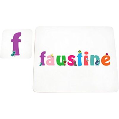 Little Helper Tafelkleed met coaster-stijl, kleurrijk, met de naam van de meisje Faustine Little Helper Tafelkleed met coaster-stijl, kleurrijk, met de naam van de meisje Faustine