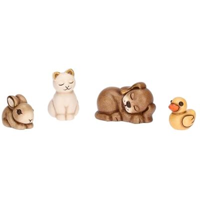 THUN Haagdierenset keramiek klassieke kinderdagverblijf collectie "eend 2,1x1,8x2,2 cm hond 4,2x2,7x2,7 cm kat 2,2x2,3x3,5 cm konijn 3x1,8x2,1 cm THUN Haagdierenset keramiek klassieke kinderdagverblijf collectie "eend 2,1x1,8x2,2 cm hond 4,2x2,7x2,7 cm kat 2,2x2,3x3,5 cm konijn 3x1,8x2,1 cm