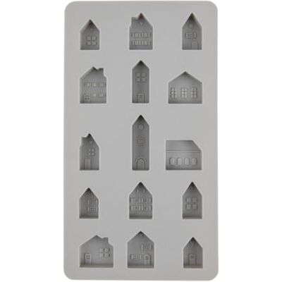 Rayher 36156000 siliconen mal in de vorm van mini-huizen, 14,5 x 26 x 1,5 cm, 15 vormen, om te gieten met creatief beton, hars, giethars, gietpoeder, was, Rayher 36156000 siliconen mal in de vorm van mini-huizen, 14,5 x 26 x 1,5 cm, 15 vormen, om te gieten met creatief beton, hars, giethars, gietpoeder, was,