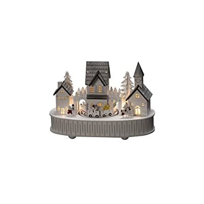 Konstsmide 3269-210 Houten led-silhouet "Huis en kerk", wit, met muziekdoos en 6 uur timer, 5 warmwitte diodes, werkt op batterijen, voor binnen Konstsmide 3269-210 Houten led-silhouet "Huis en kerk", wit, met muziekdoos en 6 uur timer, 5 warmwitte diodes, werkt op batterijen, voor binnen