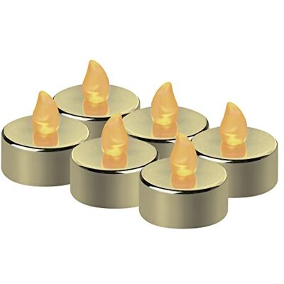 EMOS DCCV13 Set van 6 gouden led-theelichtjes, vlamloos, met flikkerend effect, decoratie voor kerstboom, Allerheiligen, IP20, binnen, batterij, warm wit EMOS DCCV13 Set van 6 gouden led-theelichtjes, vlamloos, met flikkerend effect, decoratie voor kerstboom, Allerheiligen, IP20, binnen, batterij, warm wit