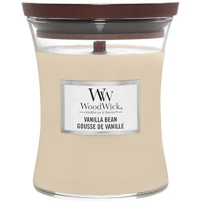 WoodWick Hourglass middelgrote geurkaars met knapperige lont Vanilla Bean Tot 60 uur looptijd WoodWick Hourglass middelgrote geurkaars met knapperige lont Vanilla Bean Tot 60 uur looptijd