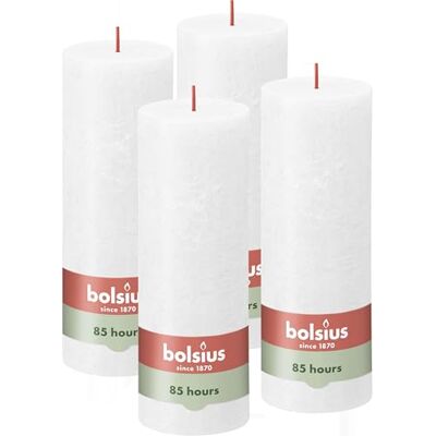 BOLSIUS Rustieke Pillar Candle Wit 19 cm Pack 4 BOLSIUS Rustieke Pillar Candle Wit 19 cm Pack 4