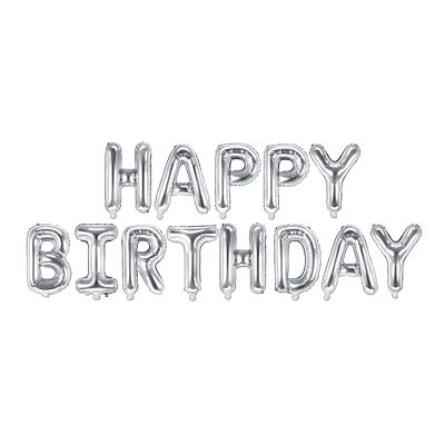 Unique Zilveren glinsterende ballonbanner set met opschrift "Happy Birthday" (35 cm) perfect voor feestjes en evenementen Unique Zilveren glinsterende ballonbanner set met opschrift "Happy Birthday" (35 cm) perfect voor feestjes en evenementen