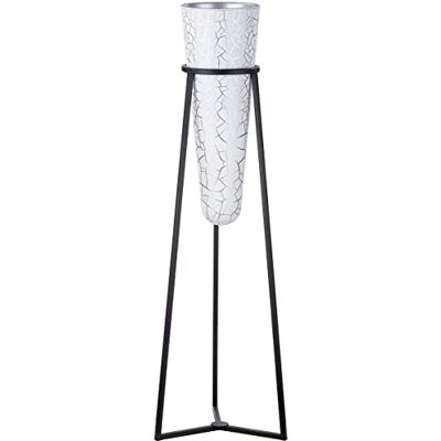 GILDE XXL vaas met metalen standaard witte glazen vaas met zilveren klauwen zwarte metalen standaard totale hoogte 102 cm GILDE XXL vaas met metalen standaard witte glazen vaas met zilveren klauwen zwarte metalen standaard totale hoogte 102 cm