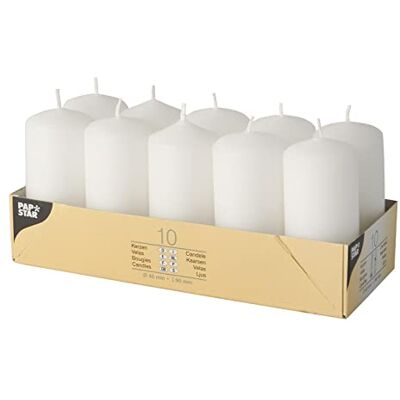 PAPSTAR 10 kaarsen Ø 40 mm x 90 mm wit PAPSTAR 10 kaarsen Ø 40 mm x 90 mm wit