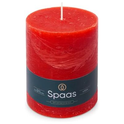 Spaas Rustieke stompkaars, 100/130 mm, 95 uur, rood Spaas Rustieke stompkaars, 100/130 mm, 95 uur, rood