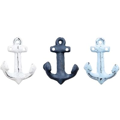levandeo Set van 3 wandhaken in de vorm van anker van metaal Blauw en wit Maritieme decoratie Vintage shabby chic stijl levandeo Set van 3 wandhaken in de vorm van anker van metaal Blauw en wit Maritieme decoratie Vintage shabby chic stijl