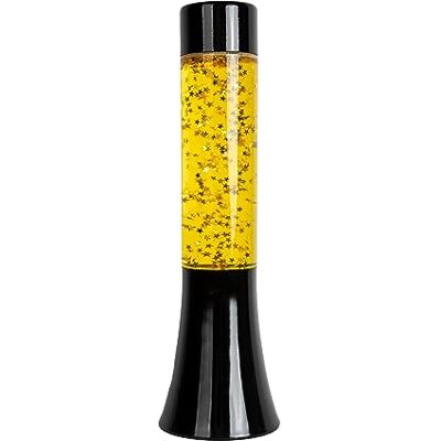 Fisura Gouden lavalamp, 30 cm lavalamp met zwarte basis, transparante vloeistof en gouden sterren. Ontspannend effect sfeerlamp 9x9x30 cm Fisura Gouden lavalamp, 30 cm lavalamp met zwarte basis, transparante vloeistof en gouden sterren. Ontspannend effect sfeerlamp 9x9x30 cm