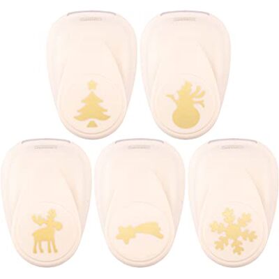 Creative Set van 5 stansen met kerstmotief, met ster, rendier, kerstboom, sneeuwvlok en sneeuwpop, 2,5 cm, tot 250 g/m², voor knutselen met papier en scrapbooking Creative Set van 5 stansen met kerstmotief, met ster, rendier, kerstboom, sneeuwvlok en sneeuwpop, 2,5 cm, tot 250 g/m², voor knutselen met papier en scrapbooking