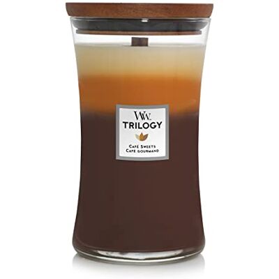 WoodWick Trilogy Grote geurkaars met Pluswick lont, gourmet koffie WoodWick Trilogy Grote geurkaars met Pluswick lont, gourmet koffie