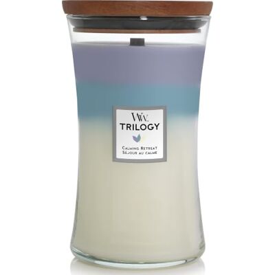 WoodWick Large Trilogy geurkaars Soothing Retreat met knisperende lont Brandduur: tot 130 uur WoodWick Large Trilogy geurkaars Soothing Retreat met knisperende lont Brandduur: tot 130 uur