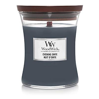 WoodWick medium geurkaars in glas met knetterende lont, Onyx Nacht, brandduur tot 60 uur WoodWick medium geurkaars in glas met knetterende lont, Onyx Nacht, brandduur tot 60 uur