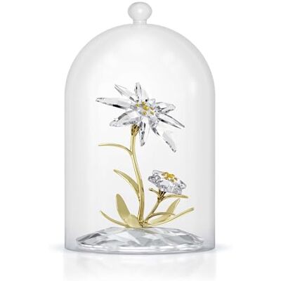 Swarovski Florere glazen bel decoratie, 130e verjaardag viering, met zirkonia-kristallen, van metaal met champagnekleurige afwerking Swarovski Florere glazen bel decoratie, 130e verjaardag viering, met zirkonia-kristallen, van metaal met champagnekleurige afwerking