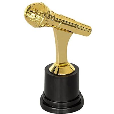 Boland 30842 Microfoontrofee, 12 cm, goud/zwart, kunststof beker, prijsuitreiking, party, superster Boland 30842 Microfoontrofee, 12 cm, goud/zwart, kunststof beker, prijsuitreiking, party, superster