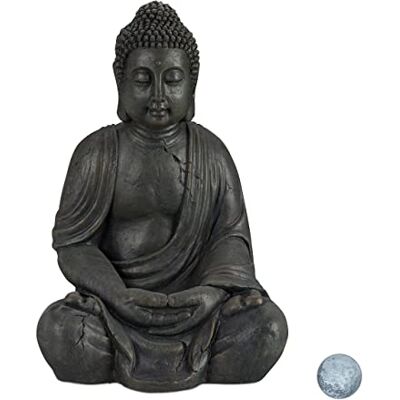 Relaxdays Boeddhabeeld Boeddha figuur tuindecoratie sculptuur polyresin Zen 70 cm, donkergrijs Relaxdays Boeddhabeeld Boeddha figuur tuindecoratie sculptuur polyresin Zen 70 cm, donkergrijs