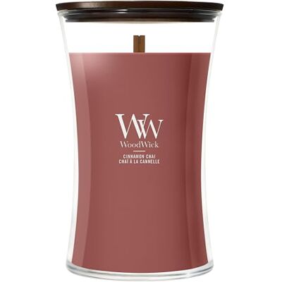 WoodWick Grote geurkaars in pot met knisperende lont, chai met kaneel, brandduur tot 130 uur WoodWick Grote geurkaars in pot met knisperende lont, chai met kaneel, brandduur tot 130 uur