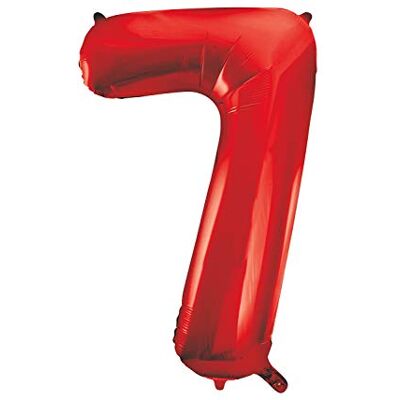 Unique Party Enorme folieballon nummer 7, in rood aluminium van 86 cm Unique Party Enorme folieballon nummer 7, in rood aluminium van 86 cm