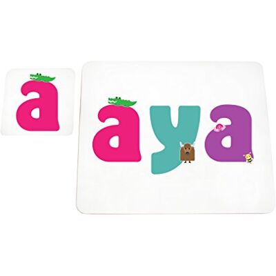Little Helper Tafelkleed met coaster-stijl, kleurrijk, met de naam van de meisje Aya Little Helper Tafelkleed met coaster-stijl, kleurrijk, met de naam van de meisje Aya