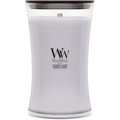 WoodWick groot geurglas met knetterend houten lont lavendel en ceder brandduur tot 130 uur WoodWick groot geurglas met knetterend houten lont lavendel en ceder brandduur tot 130 uur
