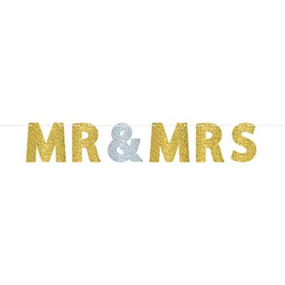 amscan 120240 Mr & Mrs glitter banner 3,65 m amscan 120240 Mr & Mrs glitter banner 3,65 m