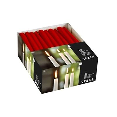Spaas Taper diner kaarsen 8 uur, rood, 50 stuks Spaas Taper diner kaarsen 8 uur, rood, 50 stuks