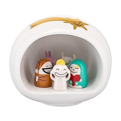 Alessi AMGI10SET Kerststal met de hand versierd met grot en figuur, porselein, wit, 10 stuks Alessi AMGI10SET Kerststal met de hand versierd met grot en figuur, porselein, wit, 10 stuks