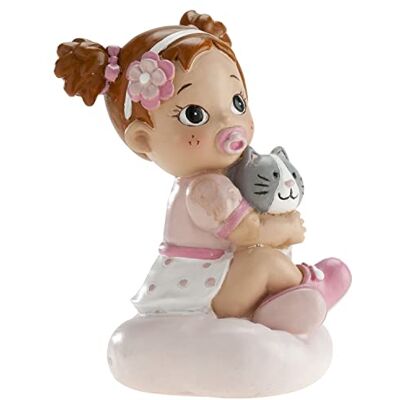 dekora Decoratie figuur doop pop taart doop meisje met kat 10 cm, 310140 dekora Decoratie figuur doop pop taart doop meisje met kat 10 cm, 310140
