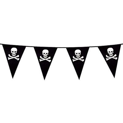 Boland 74160 Piratenvlaggetjesslinger, lengte 4 m, capri-schedel, decoratie om op te hangen, verjaardag, feestdecoratie, themaservies, carnaval Boland 74160 Piratenvlaggetjesslinger, lengte 4 m, capri-schedel, decoratie om op te hangen, verjaardag, feestdecoratie, themaservies, carnaval