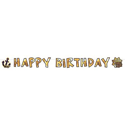 amscan Happy Birthday 9909915 piratenslinger, 180 x 15 cm, om op te hangen voor kinderverjaardag, letterslinger, themabanner, verjaardagsfeest amscan Happy Birthday 9909915 piratenslinger, 180 x 15 cm, om op te hangen voor kinderverjaardag, letterslinger, themabanner, verjaardagsfeest