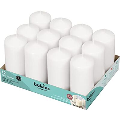 BOLSIUS Basic kaarsen voor decoratie, was, wit, waxformaat, enkel: H 11,8 cm Ø 5,8 cm, 12 stuks BOLSIUS Basic kaarsen voor decoratie, was, wit, waxformaat, enkel: H 11,8 cm Ø 5,8 cm, 12 stuks