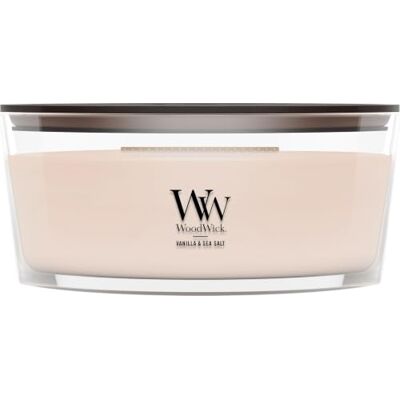 WoodWick Ellipse-geurkaars met knapperende lont Vanilla & Sea Salt Tot wel 50 uur brandtijd WoodWick Ellipse-geurkaars met knapperende lont Vanilla & Sea Salt Tot wel 50 uur brandtijd