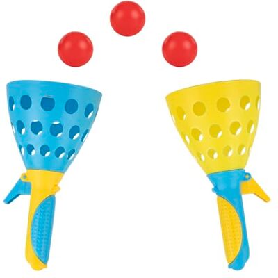 Idena 40251 XXL vangballen met 3 ballen, geel/blauw, 2 stuks Idena 40251 XXL vangballen met 3 ballen, geel/blauw, 2 stuks