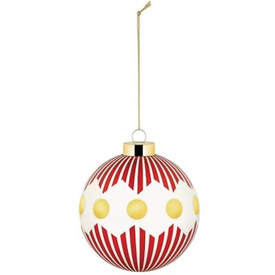 Alessi Delight NZ04 1 kerstboombal van geblazen glas, diameter 9 cm, rood, wit, goud Alessi Delight NZ04 1 kerstboombal van geblazen glas, diameter 9 cm, rood, wit, goud