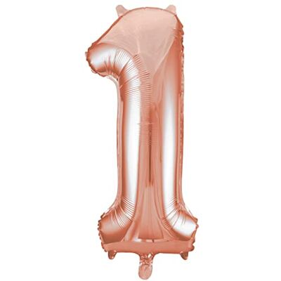 Unique Partyrama helium ballon nummer 1, 86 cm, roségoud Unique Partyrama helium ballon nummer 1, 86 cm, roségoud