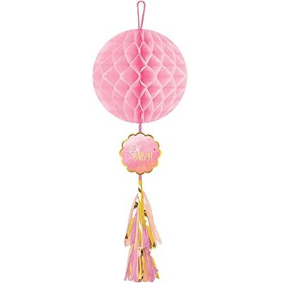 amscan Générique Oh Baby hanglamp van honingraatpapier, 75 cm, roze en goud amscan Générique Oh Baby hanglamp van honingraatpapier, 75 cm, roze en goud