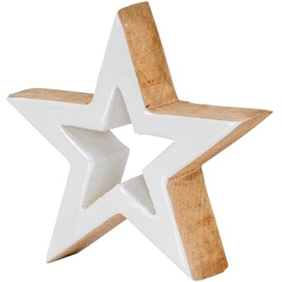 levandeo Houten ster 15 x 15 cm Mango natuurlijk wit bruin rustieke tafeldecoratie kerstdecoratie levandeo Houten ster 15 x 15 cm Mango natuurlijk wit bruin rustieke tafeldecoratie kerstdecoratie