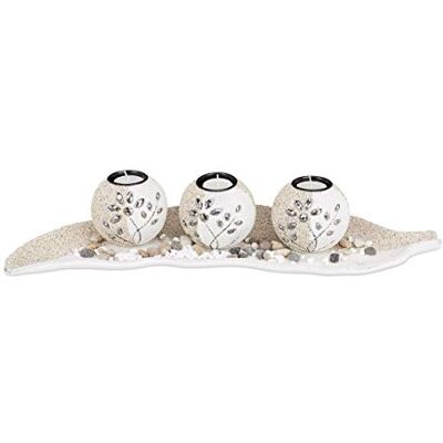 Relaxdays Theelichthouderset, bladschaal, decoratie zand, kiezelstenen, kaarsenhouder, sfeervolle tafeldecoratie, beige-wit Relaxdays Theelichthouderset, bladschaal, decoratie zand, kiezelstenen, kaarsenhouder, sfeervolle tafeldecoratie, beige-wit
