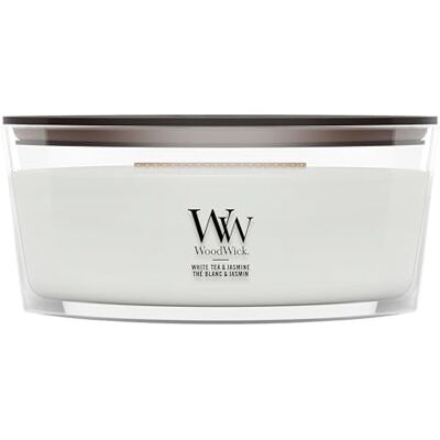 WoodWick Ellipse geurkaars met knisperende lont, witte thee & jasmijn, brandduur tot 50 uur WoodWick Ellipse geurkaars met knisperende lont, witte thee & jasmijn, brandduur tot 50 uur