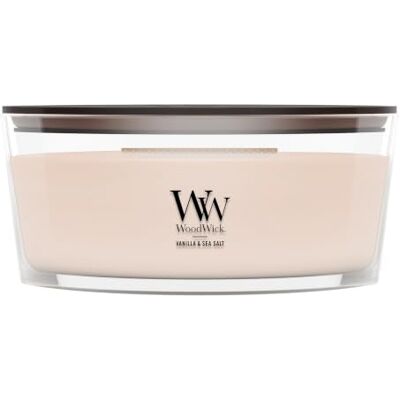 WoodWick Ellipse-geurkaars met knapperende lont Vanilla & Sea Salt Tot wel 50 uur brandtijd WoodWick Ellipse-geurkaars met knapperende lont Vanilla & Sea Salt Tot wel 50 uur brandtijd