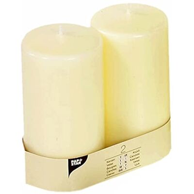 PAPSTAR 15363 Stompkaarsen, Hoogte 15 cm, Brandduur Ca. 70 Uur, Roetvrij Branden, 2 Stuks, Ivory PAPSTAR 15363 Stompkaarsen, Hoogte 15 cm, Brandduur Ca. 70 Uur, Roetvrij Branden, 2 Stuks, Ivory