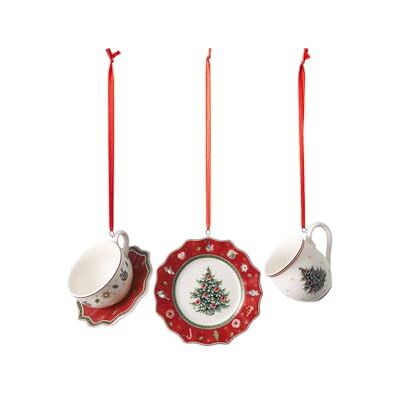 Villeroy & Boch Toy s Delight Decoration Ornamenten serviesset rood, 3-delig, charmante hangende set voor de kerstboom, porselein, rood, 4 x 7 cm Villeroy & Boch Toy s Delight Decoration Ornamenten serviesset rood, 3-delig, charmante hangende set voor de kerstboom, porselein, rood, 4 x 7 cm