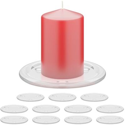 Relaxdays stompkaarsenhouder set van 12, Ø 10 cm, glazen kandelaar, onderzetter, stompkaarsenhouder, transparant Relaxdays stompkaarsenhouder set van 12, Ø 10 cm, glazen kandelaar, onderzetter, stompkaarsenhouder, transparant