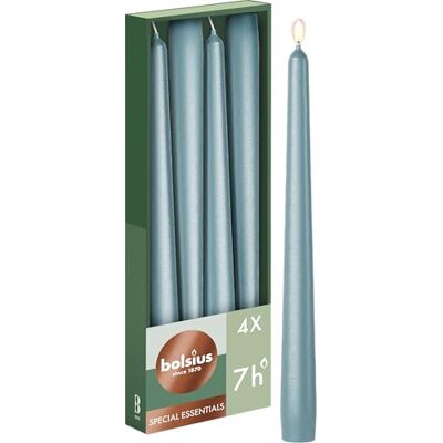 BOLSIUS 4 stuks puntige kaarsen, glad, metallic blauw, 24,5 cm, decoratieve kaarsen voor thuis, brandduur 7 uur, geurvrij, natuurlijke plantaardige was, zonder olie BOLSIUS 4 stuks puntige kaarsen, glad, metallic blauw, 24,5 cm, decoratieve kaarsen voor thuis, brandduur 7 uur, geurvrij, natuurlijke plantaardige was, zonder olie