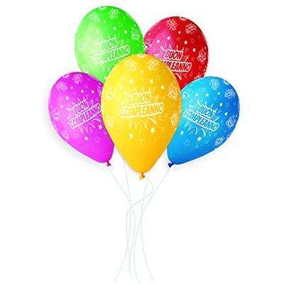 Ciao Buon Compleanno Luchtballonnen, 25 stuks, van natuurlijk latex, premium kwaliteit, G120 (Ø 33 cm, verschillende kleuren Ciao Buon Compleanno Luchtballonnen, 25 stuks, van natuurlijk latex, premium kwaliteit, G120 (Ø 33 cm, verschillende kleuren